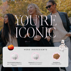 Balancing Act Balanced Babe ingredients label highlighting DE111 and LactoSpore for balance.