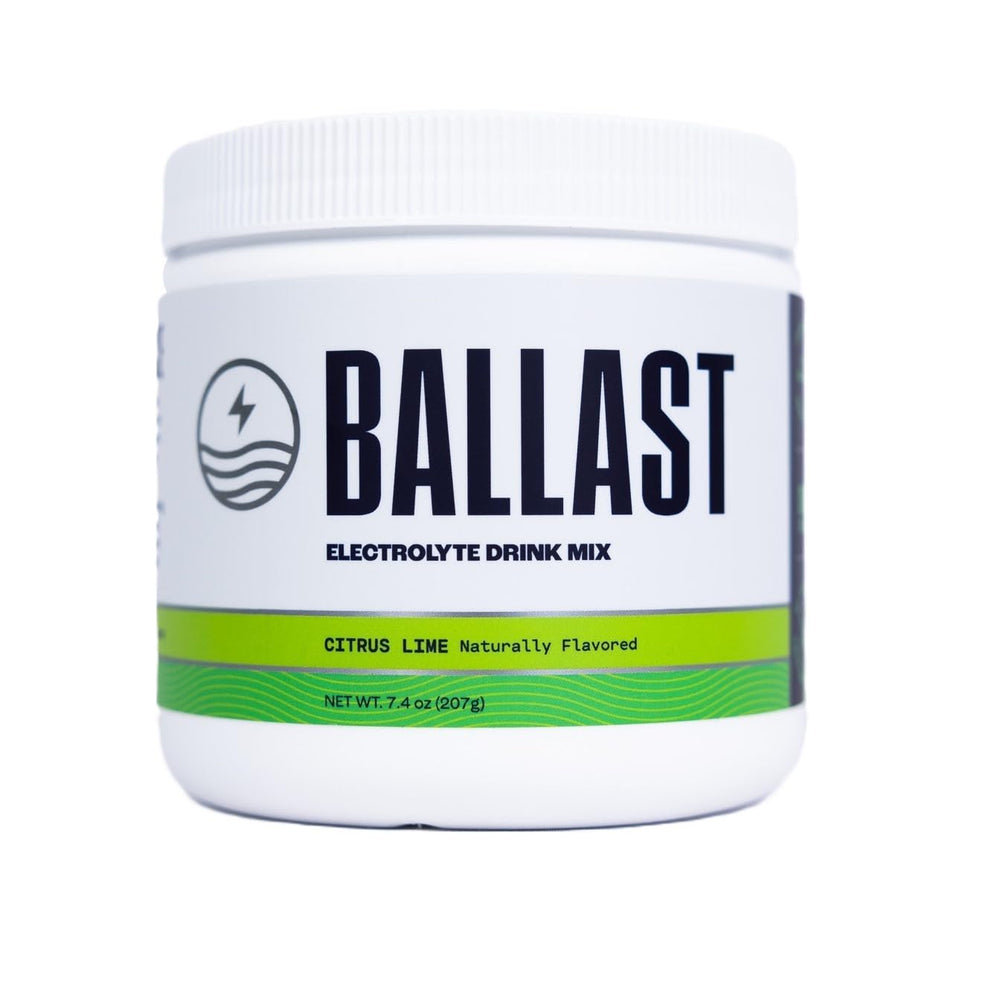 Ballast Citrus Lime hydration bottle highlights refreshing electrolyte balance.