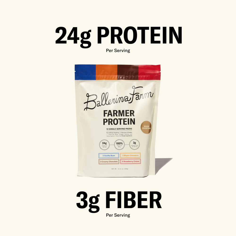 Ballerina Farm kitchen setup with protein powder for daily use