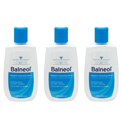 Balneol cleansing lotion application shows gentle cleansing for sensitive areas
