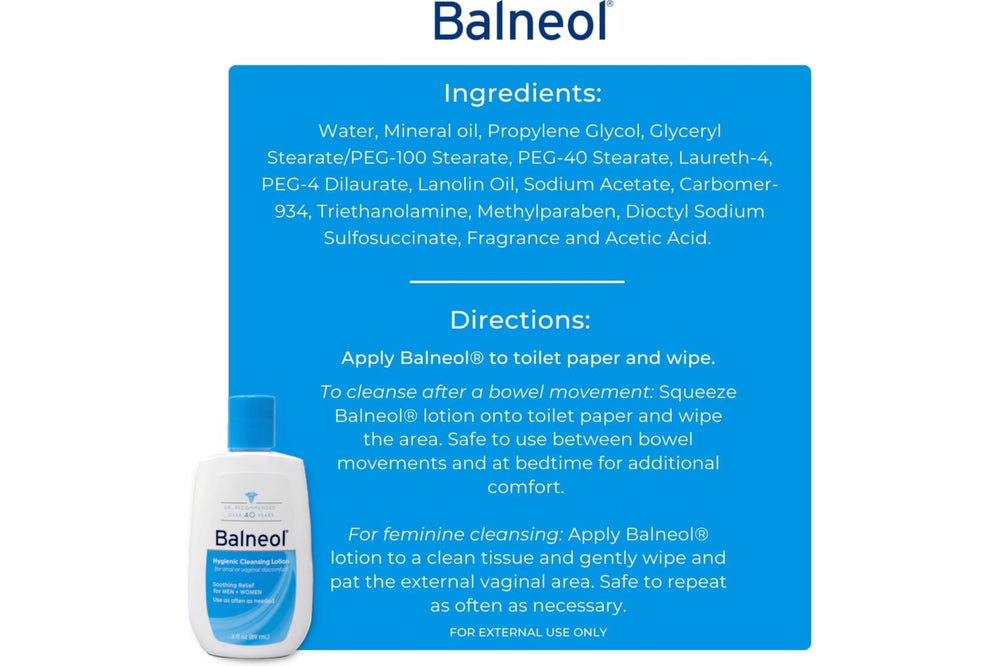 Balneol packaging in use scene suggests simple cleansing routine