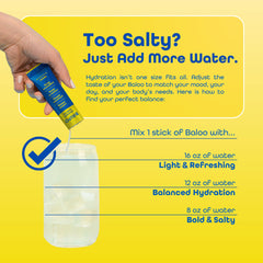 On-the-go Baloo electrolytes lemon pack for travel or gym hydration.