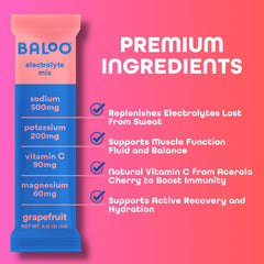 Baloo sugar-free label close-up highlights clean, no added sugar hydration.