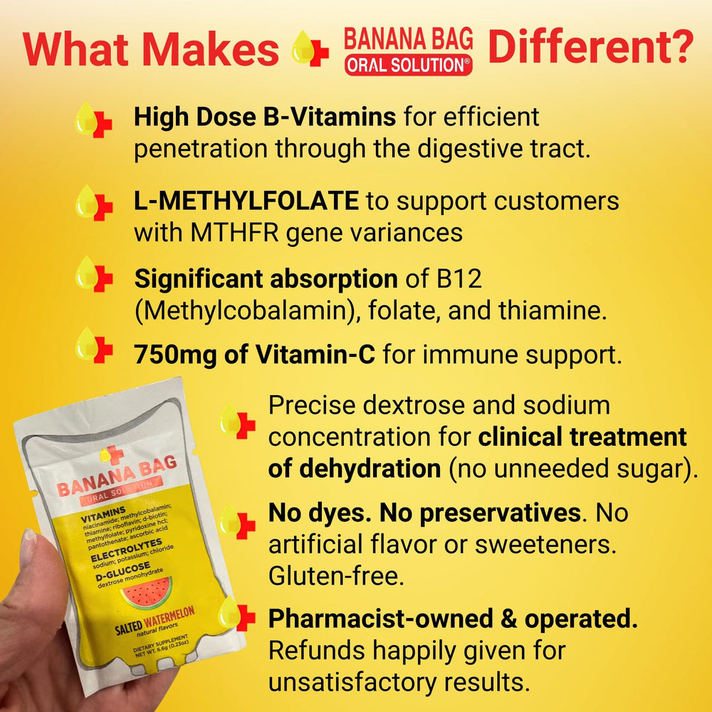 Banana Bag Vitamin C boost highlighting immune-supporting hydration.