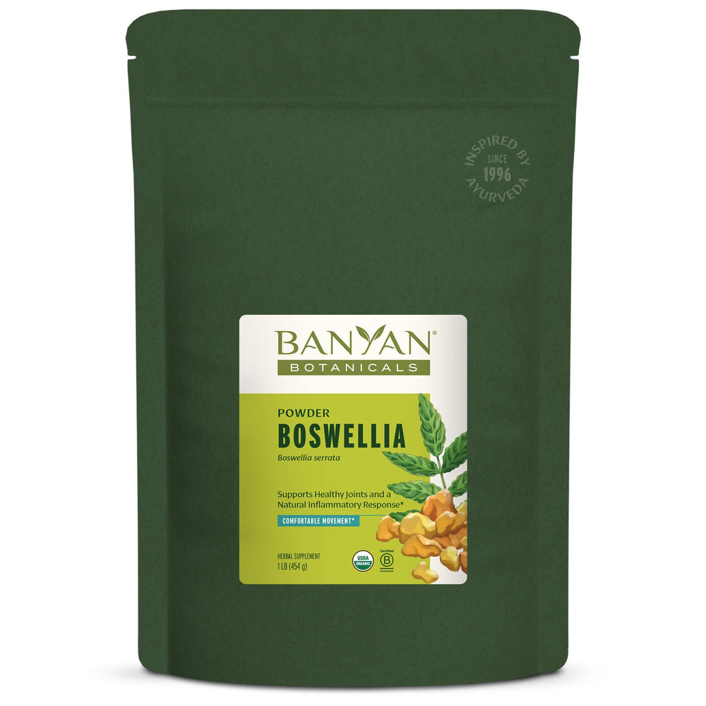 Banyan Botanicals Boswellia powder tin for easy daily dosing
