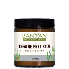 Banyan Botanicals Breathe Free Balm applied to the chest for easier breathing.