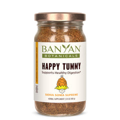 Banyan Botanicals Happy Tummy in a jar supports post-meal comfort.