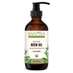 Banyan Botanicals Neem Oil bottle—cooling and soothing for skin.