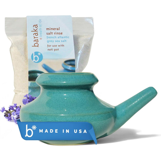 Baraka neti pot in jade ceramic, handcrafted precision for comfortable nasal rinses
