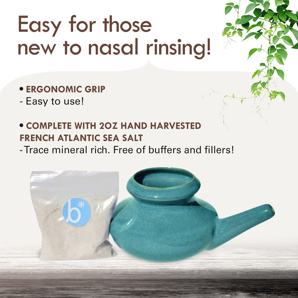 Baraka neti pot shown as dishwasher-safe ceramic for easy cleaning