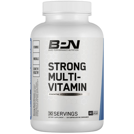BARE PERFORMANCE NUTRITION BPN Strong Multi-Vitamin bottle front showing design and branding for daily energy support