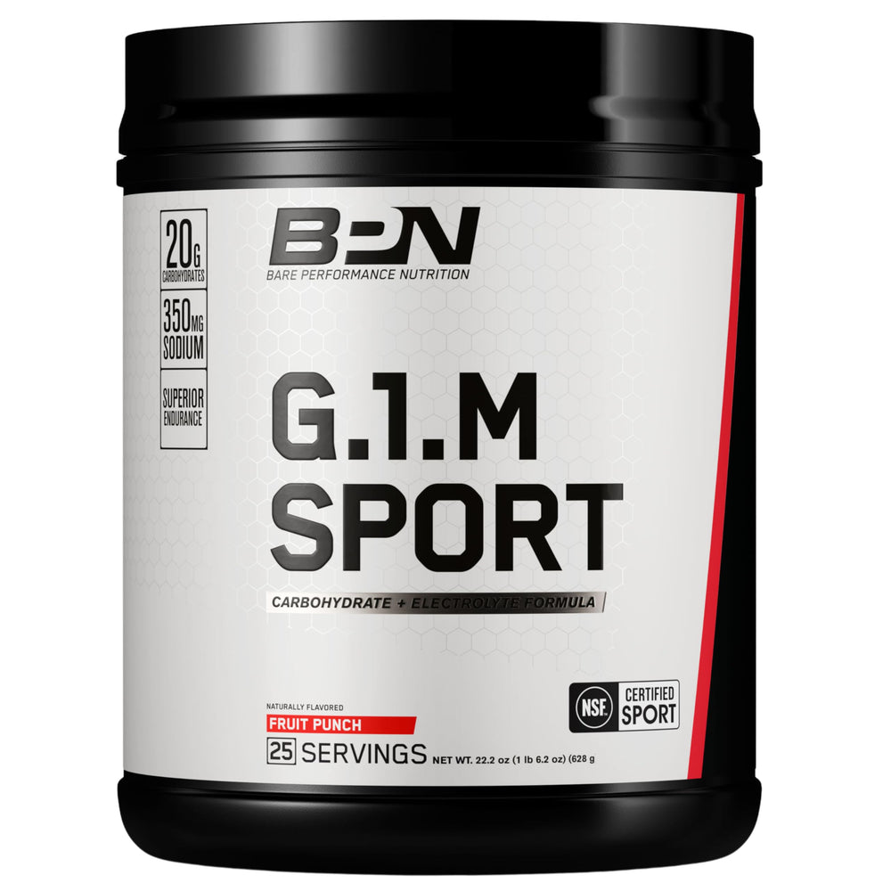 BARE PERFORMANCE NUTRITION G.1.M Fruit Punch tub supports endurance fueling.