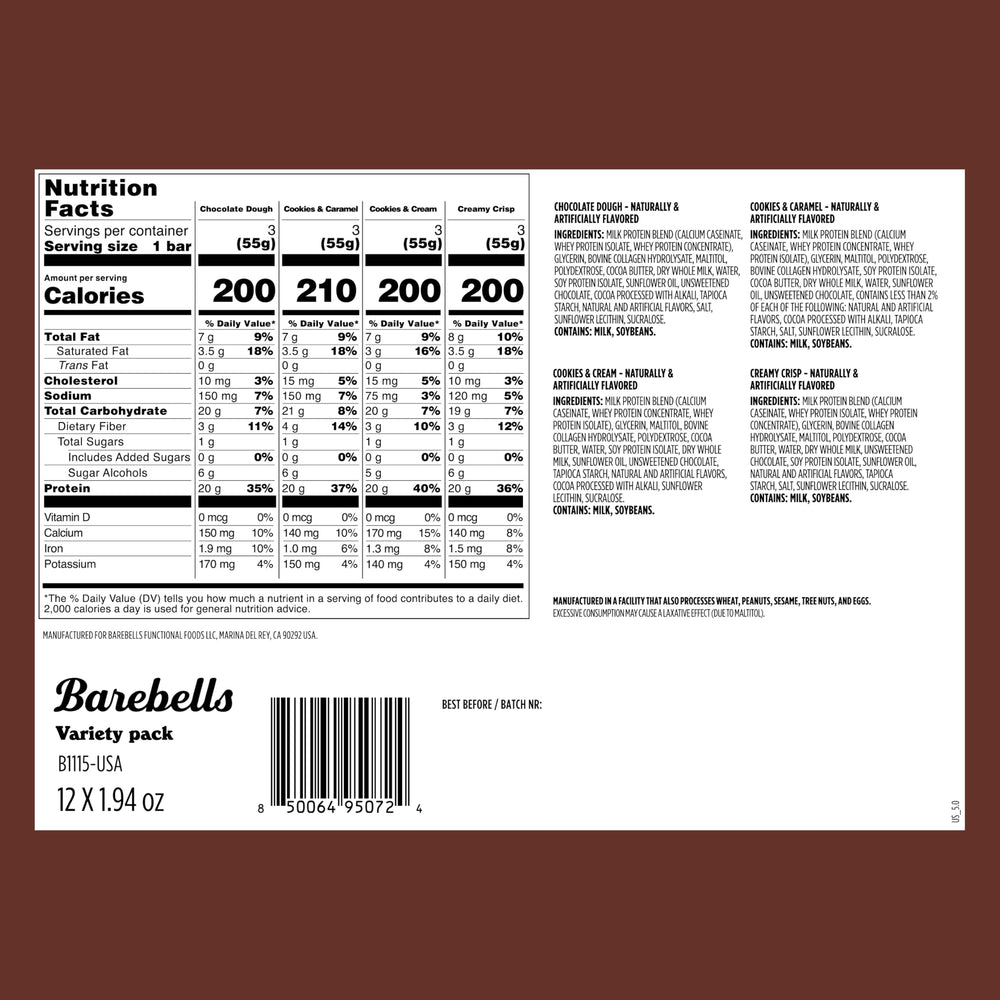 Barebells cookies & cream bar close-up showing creamy texture and flavor.