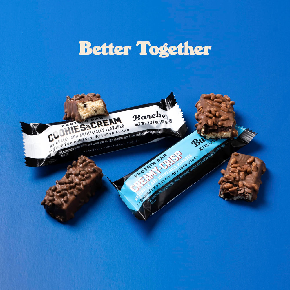 Barebells ready-to-eat bar on plate, grab-and-go treat.