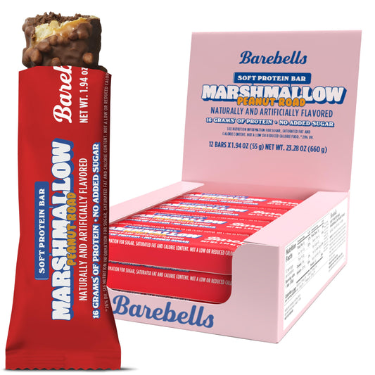 Barebells Soft Protein Bar Marshmallow Peanut Road pack delivers a snack-ready, protein-rich bite.