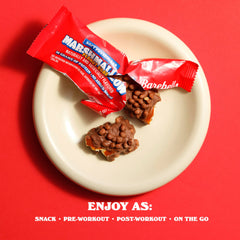 Packaged Barebells Marshmallow Peanut Road bar, ideal for on-the-go breakfasts or snacks.