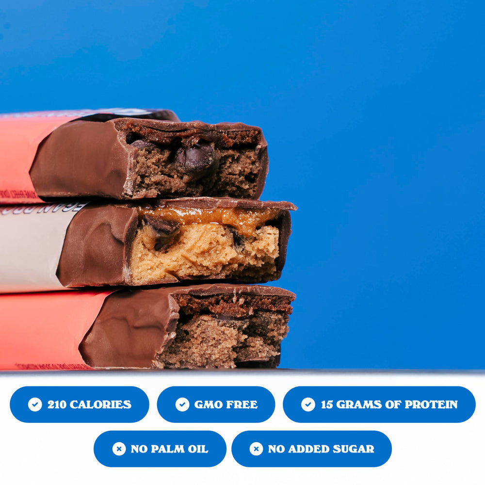 Barebells vegan protein bar on the go for a quick snack.