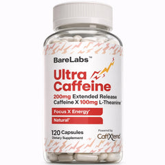BareLabs bottle closeup showing capsules for steady energy.