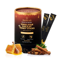 Bargad Himalayan Shilajit Sticks packaging shows pure ingredients and portability.