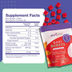 Individually wrapped Bari Burst bites for grab-and-go calcium