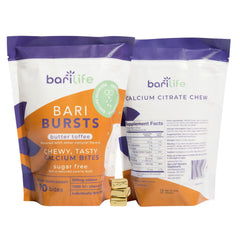 Bari Burst Calcium Citrate chews bottle view highlighting 1000 IU vitamin D3