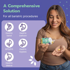 90-count bottle highlights generous supply for monthly bariatric vitamin routine.