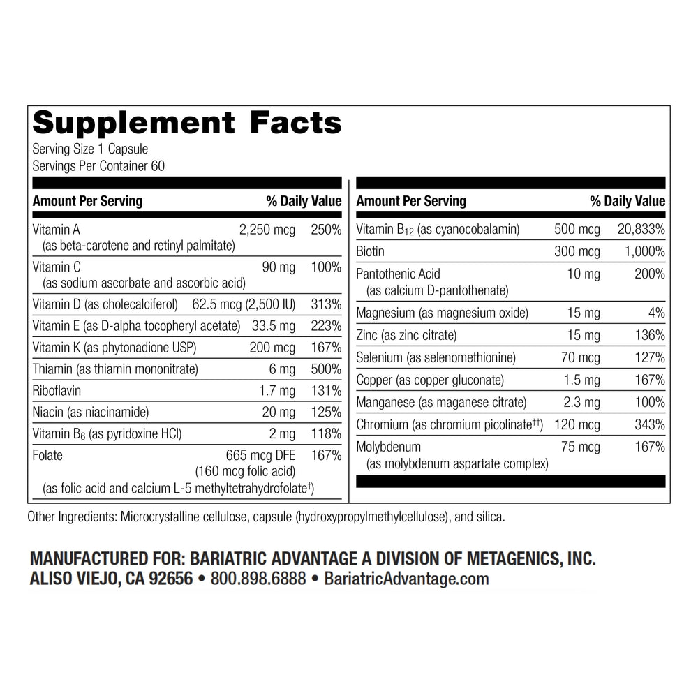Bariatric Advantage ADEK capsules ready for daily intake and long-term support