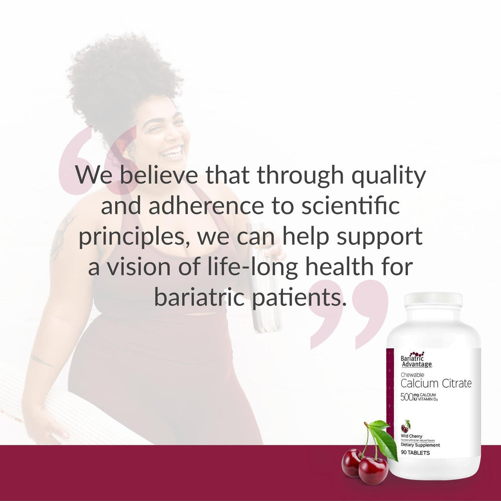 Bariatric Advantage calcium citrate chewable 500mg compact travel pack.