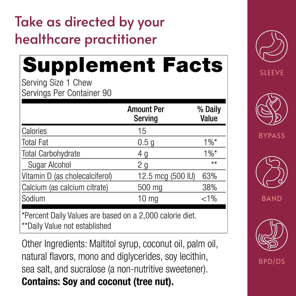 Bariatric Advantage Calcium Citrate Chewy Bites 90-count bottle for daily use