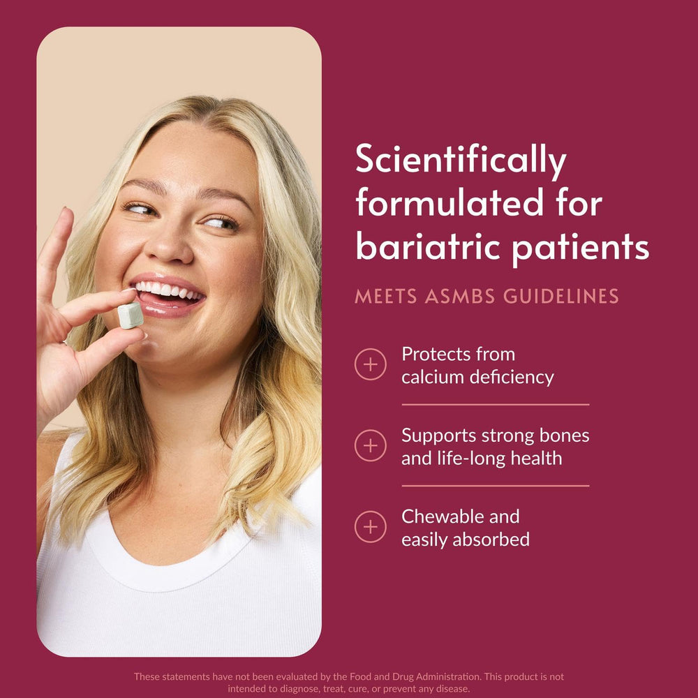 Bariatric Advantage Calcium Citrate Chewy Bites wrappers shown for on-the-go convenience