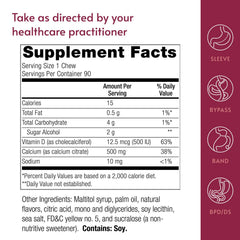 Bariatric Advantage serving of two chews next to water emphasizes easy daily routine.