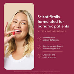 Bariatric Advantage Calcium Citrate Chewy Bites raspberry chews closeup highlights delicious, easily digestible calcium.