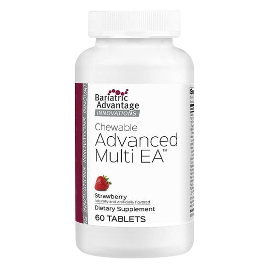 Bariatric Advantage chewable multivitamin bottle for daily post-surgery support.