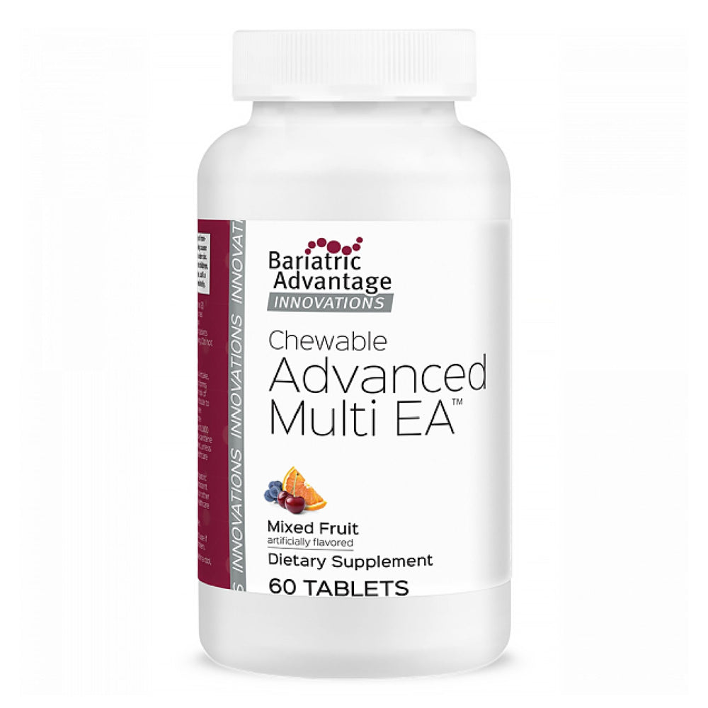 Bariatric Advantage Chewable Multi EA bottle showing nutrient support for post‑surgery health