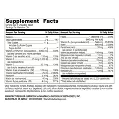 Bariatric Advantage chews line up showing label with vitamin A and thiamin for everyday wellness.