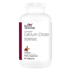 Bariatric Advantage cinnamon calcium citrate chewable bottle for easy daily calcium support.
