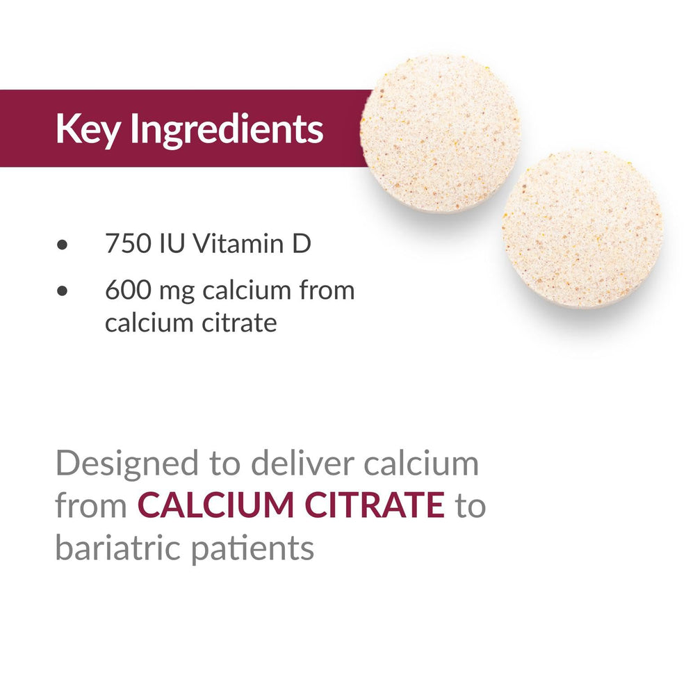 Daily dosing with Bariatric Advantage calcium citrate three tablets twice daily