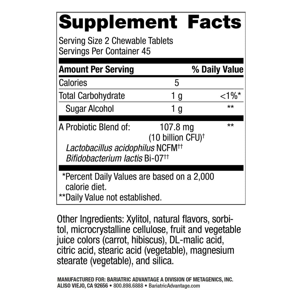 Chewable FloraVantage tablet held in hand for convenient gut health support.