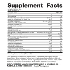Bariatric Advantage high ADEK ingredients panel lists nutrients