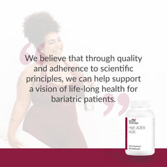 Bariatric Advantage High ADEK Multi bottle stacked with supplement packaging