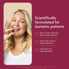Closeup of Bariatric Advantage Multi Chewy Bite label showing black grape flavor