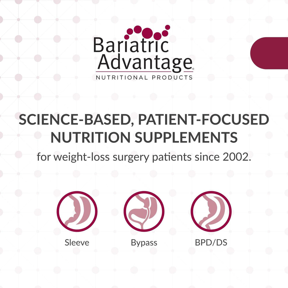 Bariatric Advantage capsules swirl close-up suggests complete daily nutrient support.