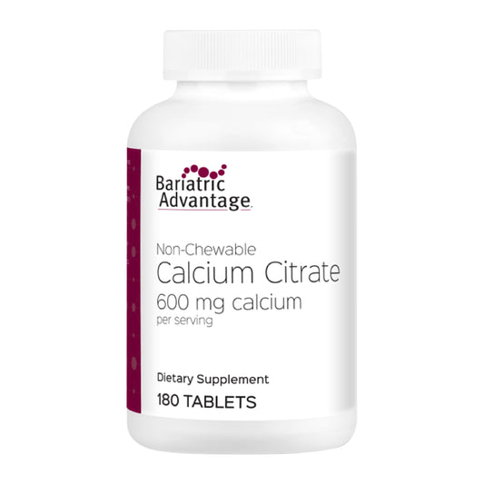 Bariatric Advantage non chewable calcium citrate 600 mg tablets with easy swallow coating for absorption