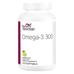 Bariatric Advantage Omega-3 300 bottle with lemon-lime flavor for easy daily omega-3 intake.