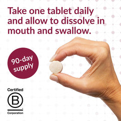 SpeedyMelts dissolving tablet close-up shows fast dissolve for daily use.