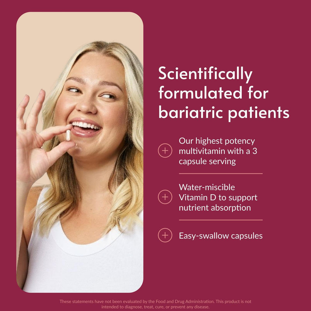 Close-up of Bariatric Advantage Ultra Multi with Iron capsules
