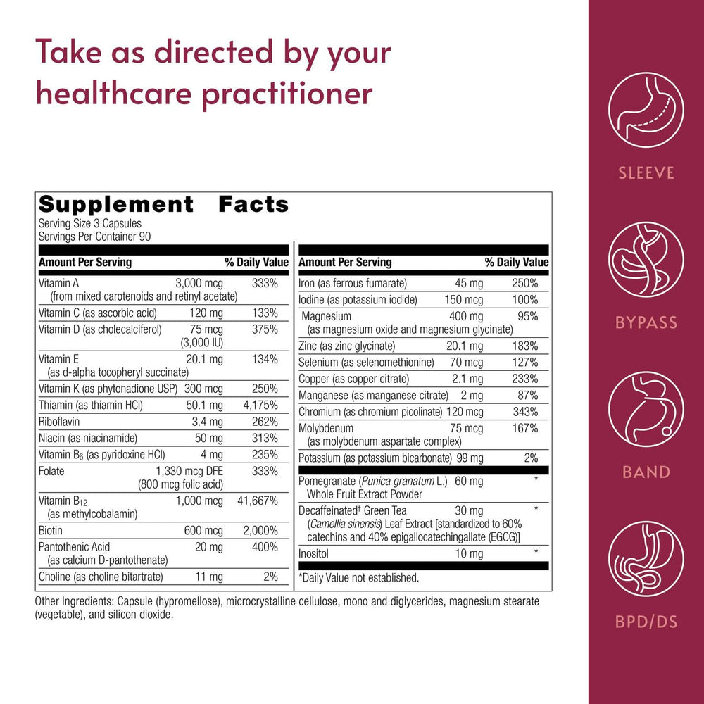 Bariatric Advantage three capsules on white background illustrating capsule-format serving