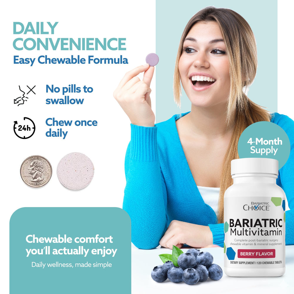 Bariatric Choice packaging highlights berry flavor for easy daily use.