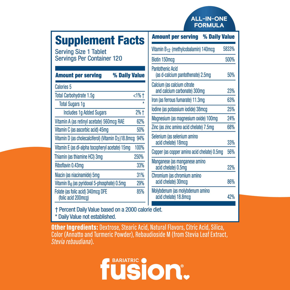Bariatric Fusion 120 tablets USA made bottle label