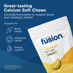 Bariatric Fusion lemon calcium chews close-up reveals soft texture and sugar-free formula.